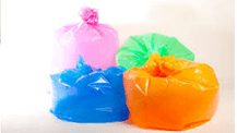 Coloured plastic polythene bags