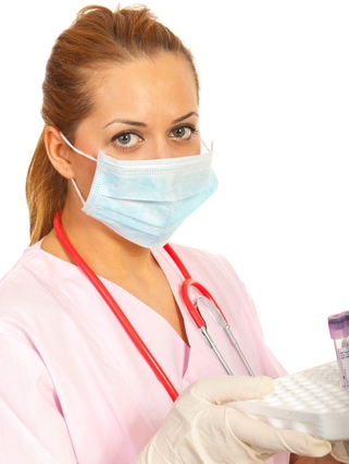 Clinical worker with mask