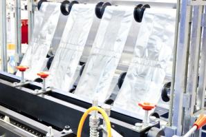 Polythene bags in factory being made