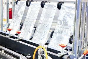 Polythene bags being made Polythene bags in factory being made
