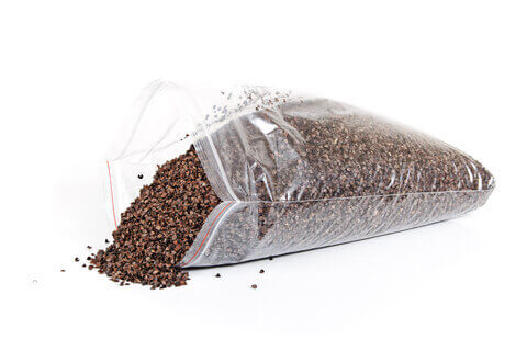 clear polythene bag in use Clear bag filled with beans