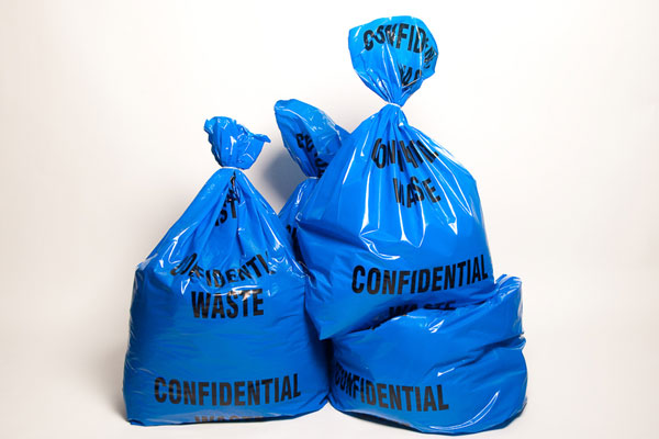 Confidential waste bags in blue