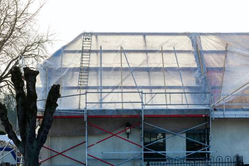 polythene sheeting protecting construction