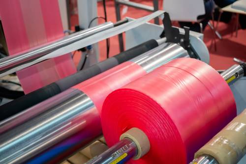 roll of red polythene