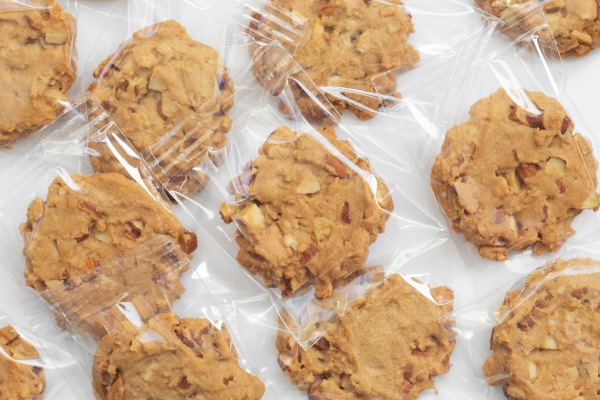 biscuits in polythene packaging